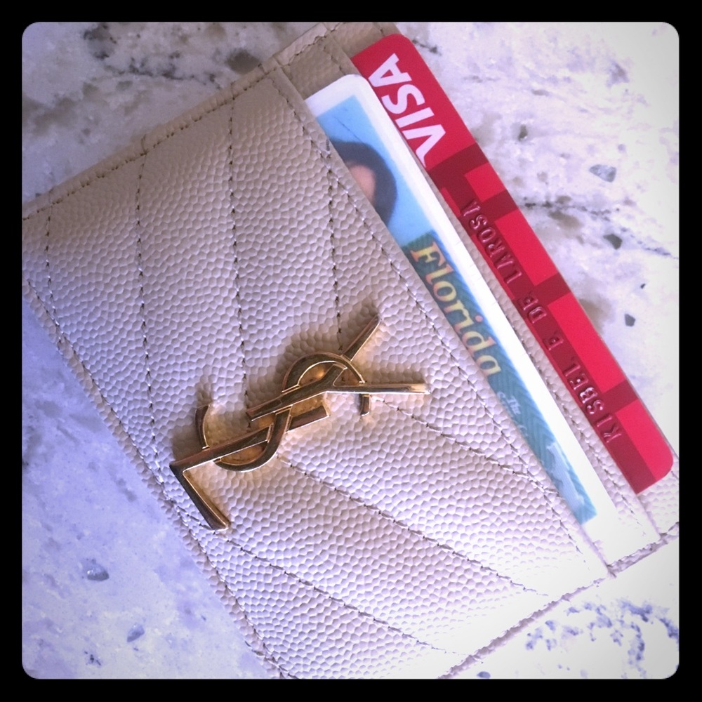 YSL MONOGRAM CARD CASE IN GRAIN DE POUDRE